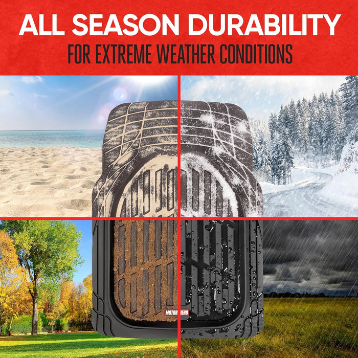 FlexTough Floor Mats for Cars, Black Deep Dish All-Weather Car Mats, Waterproof Trim-to Fit Automotive Floor Mats for Ca
