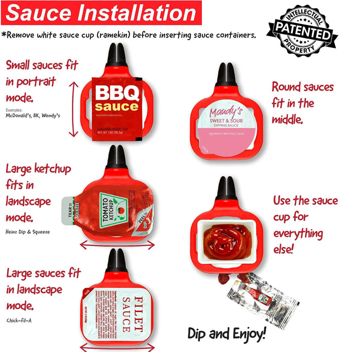 Dip Clip | An in-car sauce holder for ketchup and dipping sauces. As seen on Shark Tank (2 Pack, Black)