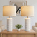 23" Modern Ceramic Table Lamps Set of 2, Lamps for Bedroom, White