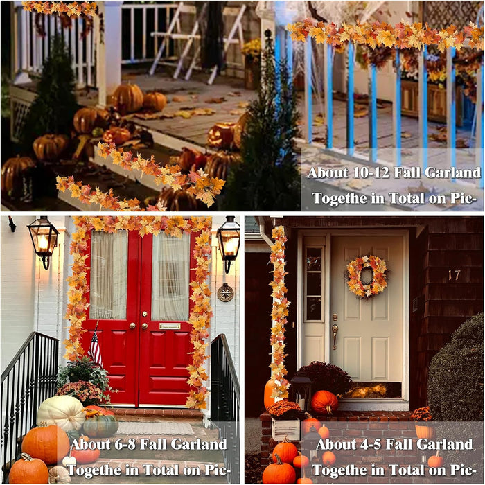 2Pcs 13FT Artificial Fall Leaves Garland for Thanksgiving Decor