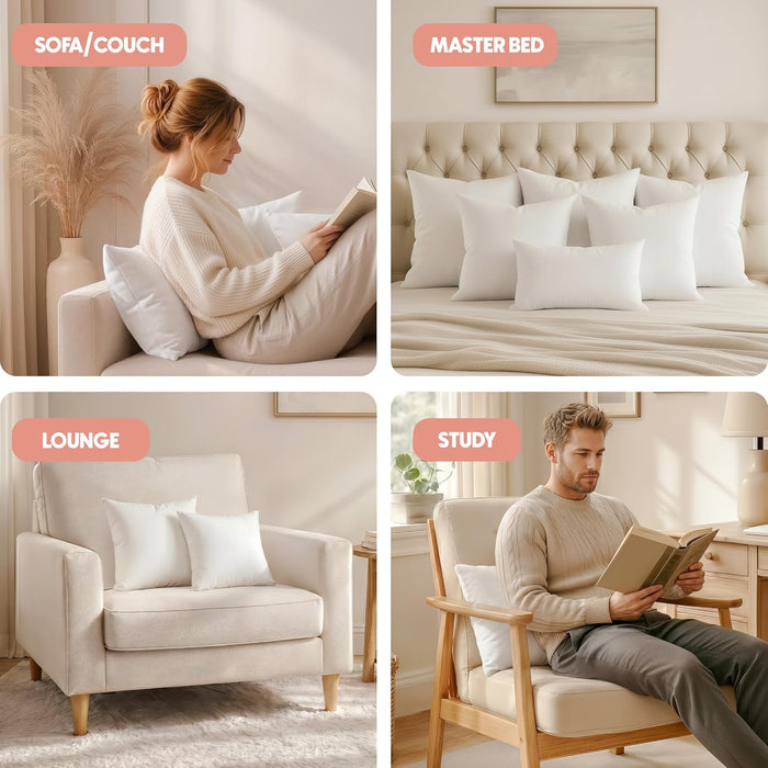 18x18 Pillow Inserts, White Throw Pillows for Couch, 2 Pack
