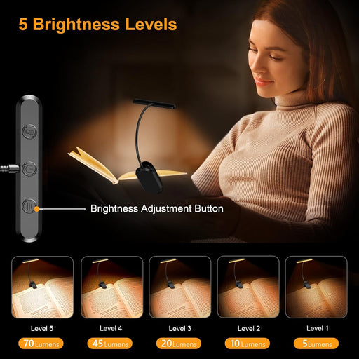 Rechargeable Book Light for Reading in Bed with 19 LED