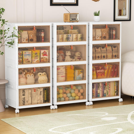 4 Tier Plastic Storage Bins with Lid 32QT, Stackable Storage Bins
