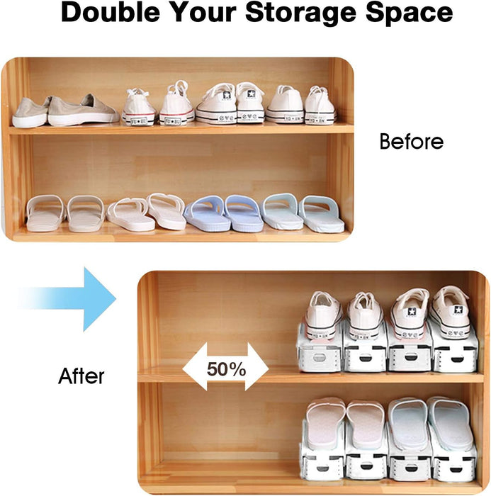 Shoe Slots Organizer, 20 Pack Adjustable Shoe Rack Stacker Storage Space Saver, Double Deck Shoe Rack Holder for Closet 