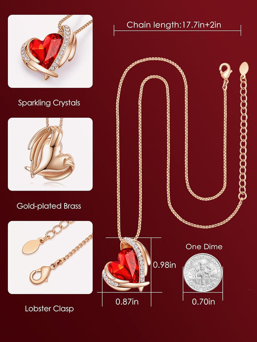 Mothers Day Gifts Love Heart Pendant Necklaces for Women, Silver Tone Rose Gold Tone Birthstone Jewelry Gifts for Wife Her