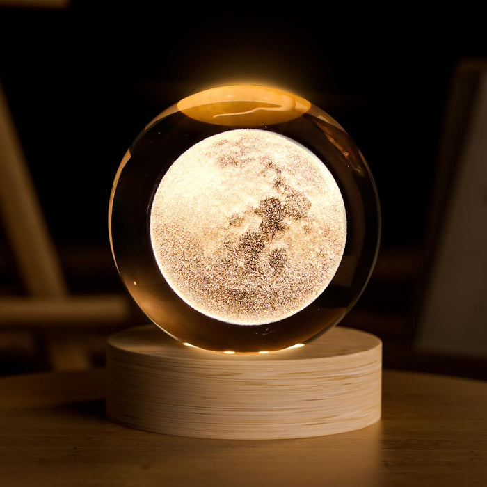 3D Moon Crystal Ball 2.4in Universe Gifts for Space Enthusiasts
