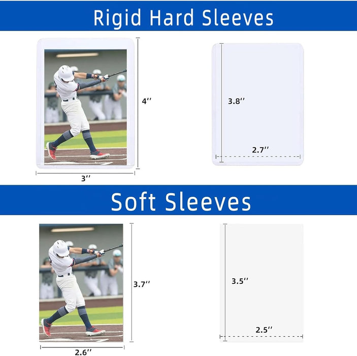 200 Card Sleeves Hard Plastic,  3"X 4" Trading Card Holder, 35PT