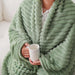 Sage Green Fleece Throw Blanket 50”×60” for Couch Sofa Livingroom