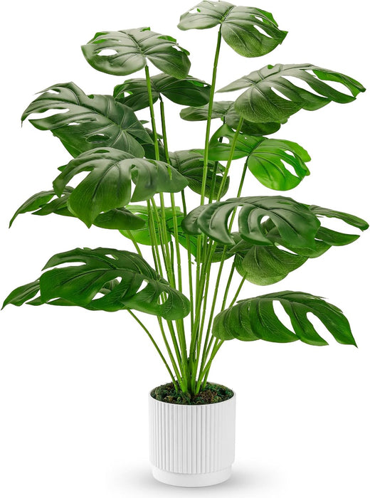 28" Fake Plants, Artificial Monstera Plants Indoor in White Pot