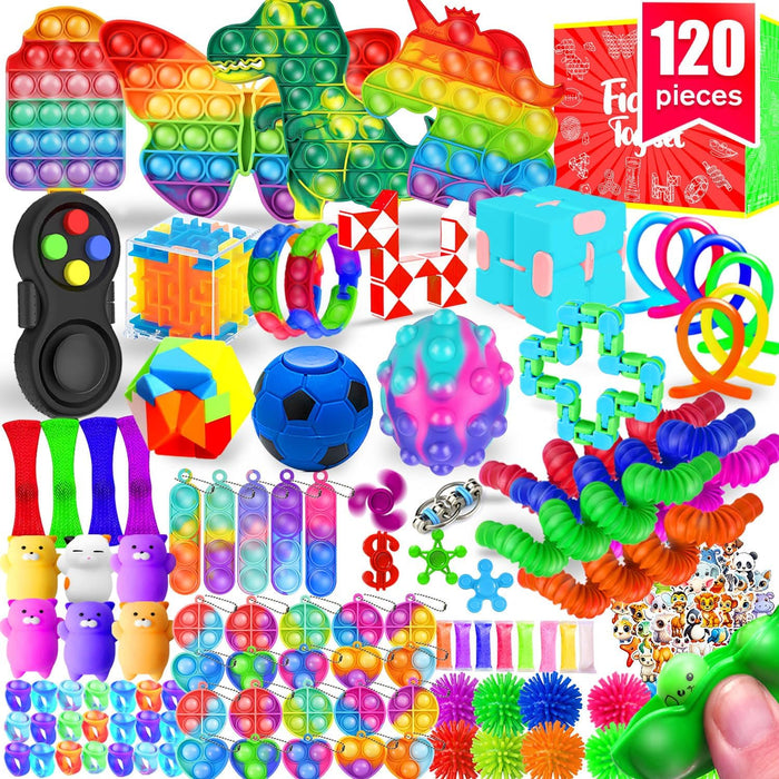 Fidget Toys, 120 Pack Party Favors for Kids 8-12 4-8, Sensory Toys Bulk Autism Autistic, Treasure Box Toys for Classroom