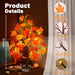 1 Pack 24 Inch Fall Maple Tree with 48LED Battery Operated Lighted Tabletop Artificial Tree with Pumpkin Acorn Maple Fal