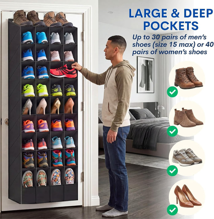 Over the Door Shoe Organizer, 40 Pockets, Up to 40 Pairs