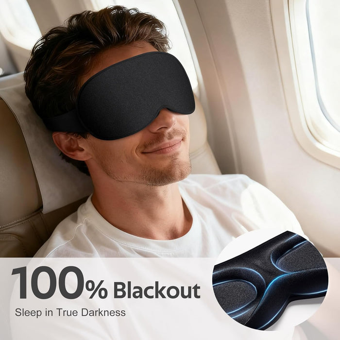 ® Sleep Mask for Men Women - 100% Blackout Eye Masks for Sleep - 3D Soft Sleeping Mask for Side Sleepers - Zero Pressure Lash Extensions Eye Cover Shade for Airplane Travel Essentials, Black