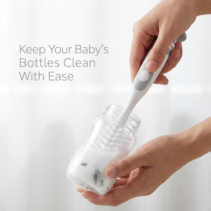 7-in-1 Baby Bottle Cleaner Set, Including Nylon & Silicone Bottle Brush, Cap, Straw & Nipple Brushes, BPA-Free (Gray)