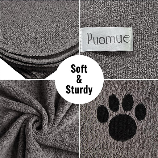 2 Pack Microfiber Dog Towels for Drying Dogs, Super Absorbent and Soft Pet Towels for Dogs or Cats, 40''X23.6'', Pet-Friendly, Perfect for Pets of Different Sizes and Fur Types, Grey