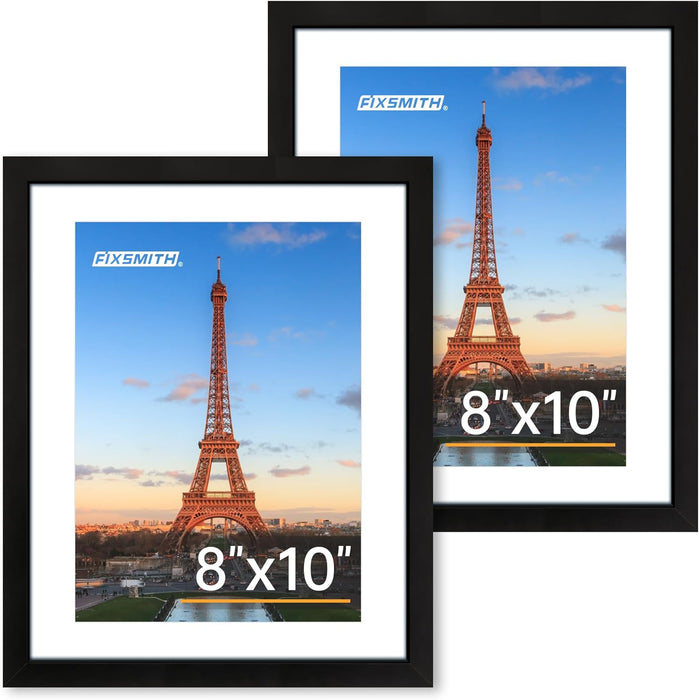 8x10 Picture Frame Set of 2, Photo Frame with HD Plexiglass, Display Pictures 5x7 with Mat or 8x10 Without Mat Multi Pic