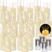 24 Pcs LED Flameless Candles with Remote, 3D Flickering Flame & LED String Lights, Acrylic Clear Cylinder, Timer Function, Romantic Ambience for Home Decor, Party, Wedding (Ivory).