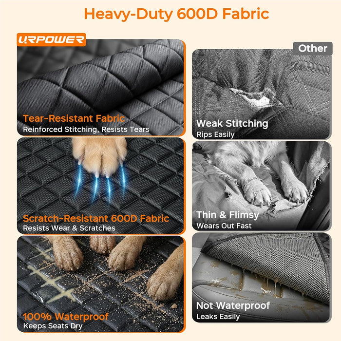 Dog Car Seat Cover for Back Seat, 100% Waterproof Hammock for Car
