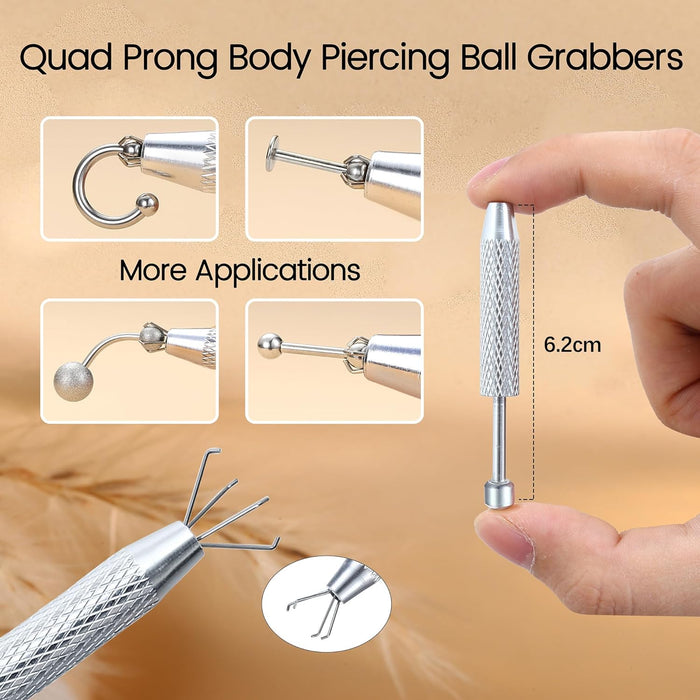 Piercing Ball Grabber Tool, 14-20G Taper for Changing Jewelry