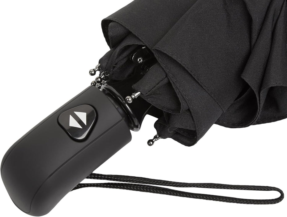 Round Travel Umbrella with Auto Open/Close Button, Wind-Proof Compact Design, Wind Vent, Strong Alloy Steel Frame, Soft-