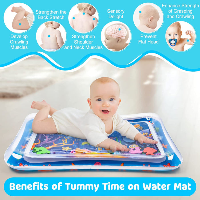 Tummy Time Water Mat丨Inflatable Tummy Time Water Play Mat for Babies, Infants and Toddlers 3 to 24 Months Promote Develo