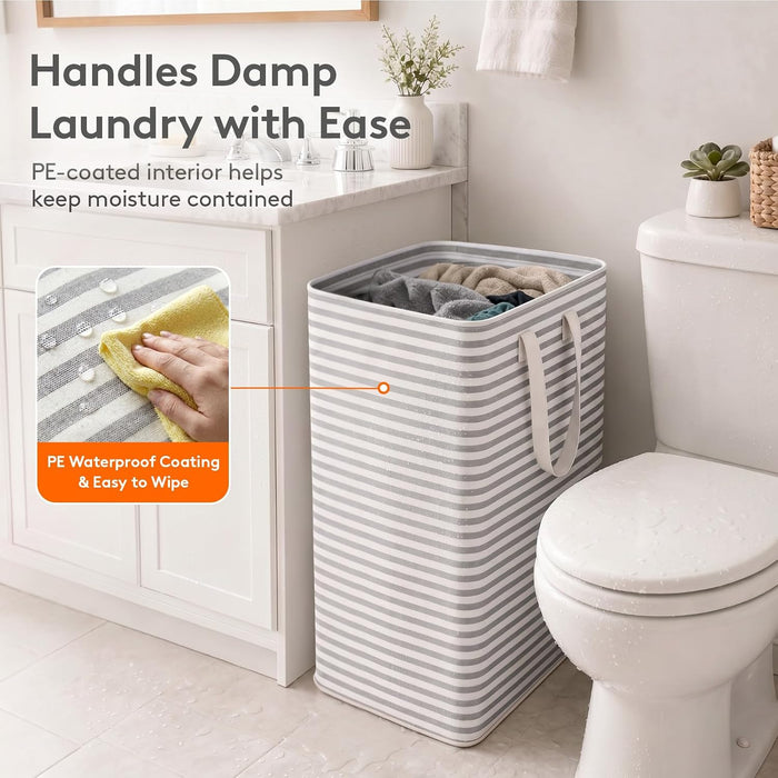 80L Large Laundry Baskets, Laundry Hampers Bags, 2 Pack, Grey