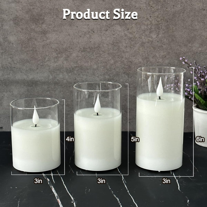 Glass Rechargeable LED Flickering Flameless Candles with Remote and Timer