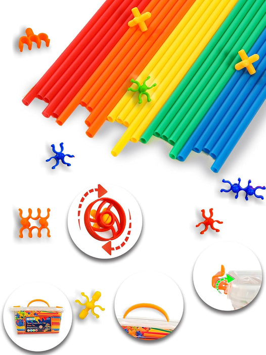 600PCS STEM Building Toys, Straw Constructor Toys Up Grade Engineering Building Sets for Kids Develops Motor Skills and 