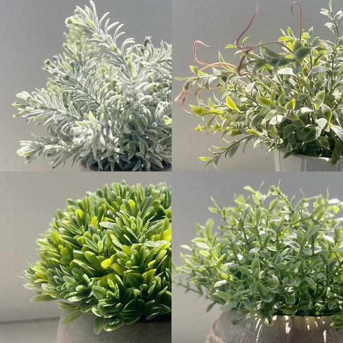 4 Pack Small Fake Plants in White Pulp Pot for Home Decor