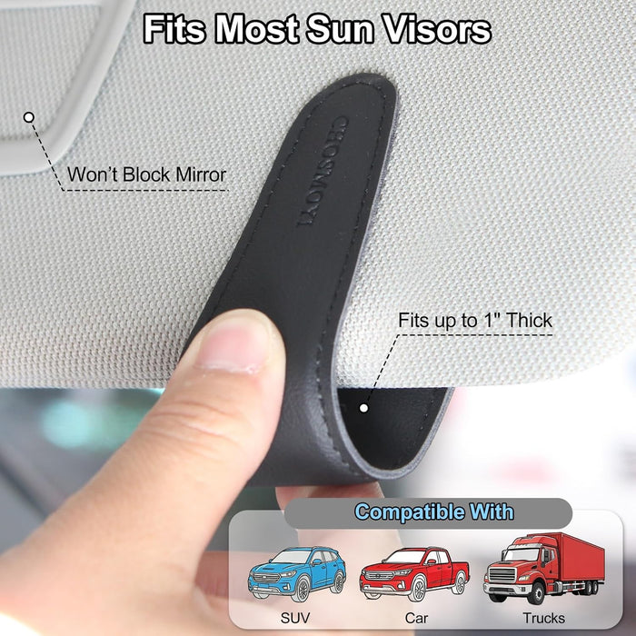 Magnetic Leather Sunglass Holder for Car, Eyeglasses Clip for Visor(Black)