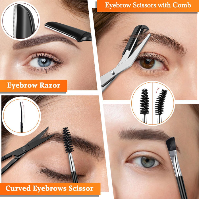 Tweezers for Men, 8 in 1 Professional Eyebrow Tweezers Kit with Eyebrow Trimmer & Scissors, Razor, Brush, Skin Care Tools