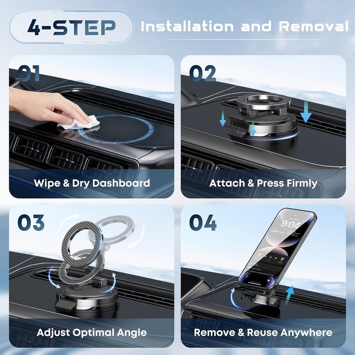 Magnet Phone Holder for Car & Desk, Strong Magnetic Phone Mount with Secure Lock, Universal 360° Rotatable Phone Stand f