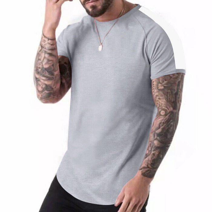 Mens Casual round Curved Hem T-Shirt Men Sport Fashion Short Sleeve T Shirts