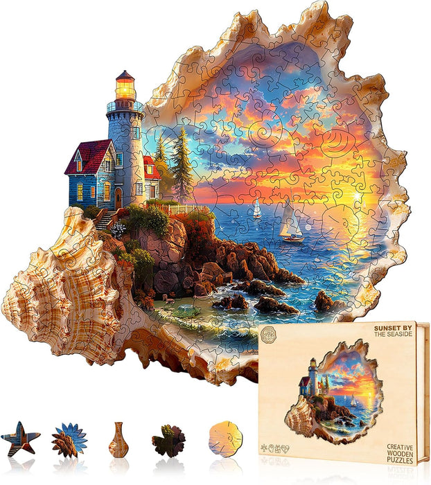 Wooden Puzzles for Adults, Sunset by the Seaside Wood Puzzles Adult