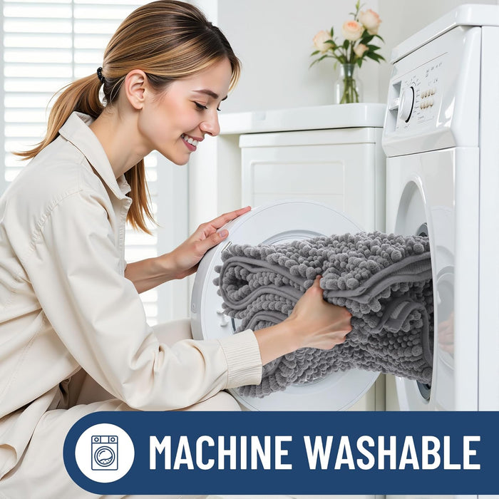 Bathroom Rugs 30X20, Extra Soft Rubber Backing Chenille Bath Mats