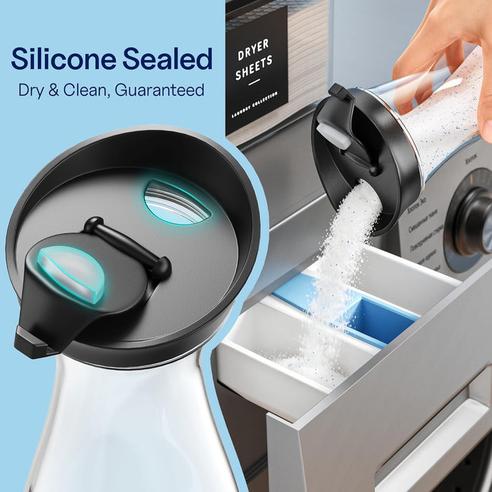 3+1+1 Pack Laundry Pods Containers & Dryer Sheet Holder & Laundry Detergent Dispenser, Laundry Room Organization and Sto