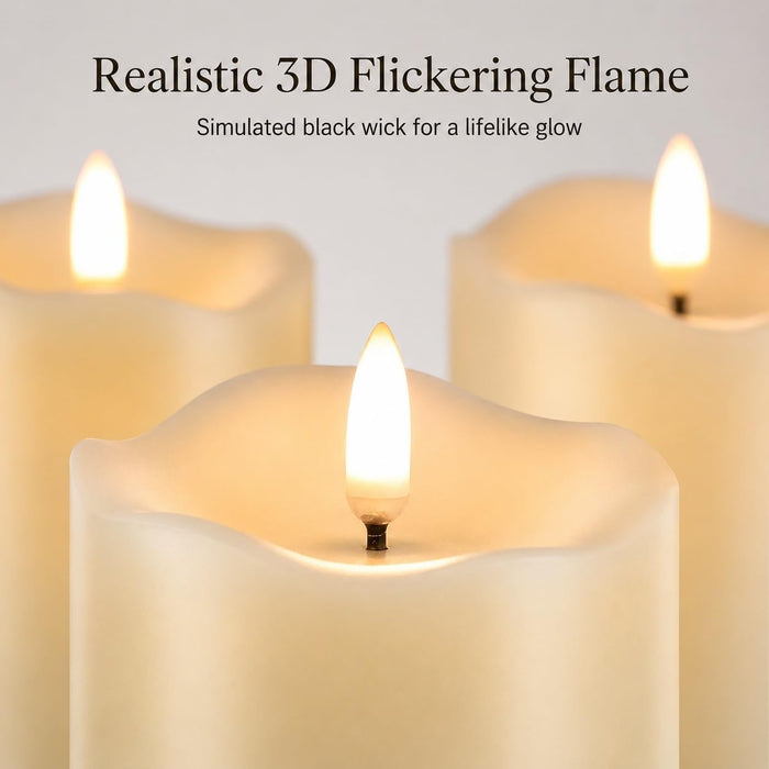 Flickering Flameless Candles with Remote, Fake Candles Set of 3