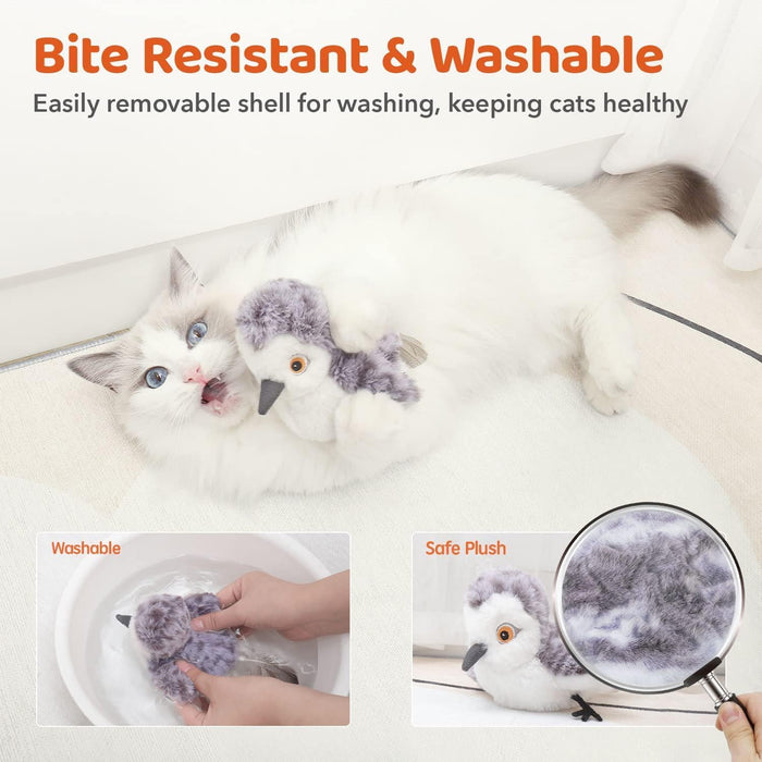 Cat Toys Flapping Bird (No Flying), Lifelike Sandpiper Chirp Tweet, Rechargeable Touch Activated Kitten Toy Interactive Cat Exercise Toys for All Breeds Cat Kicker Catnip Toys 4.0"
