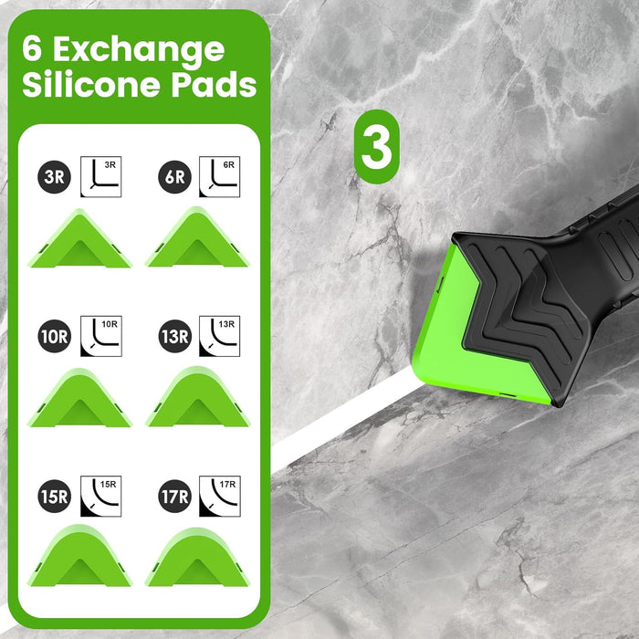 5 in 1 Caulking Tool Silicone Caulking Grout Removal Sealant Finishing Tool with Stainless Steel Head, 6 Replaceable Pad