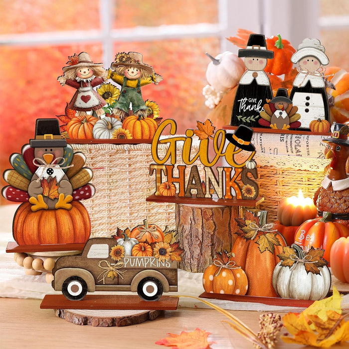 6 Pcs Fall Thanksgiving Table Decor, Cute, Bright Orange