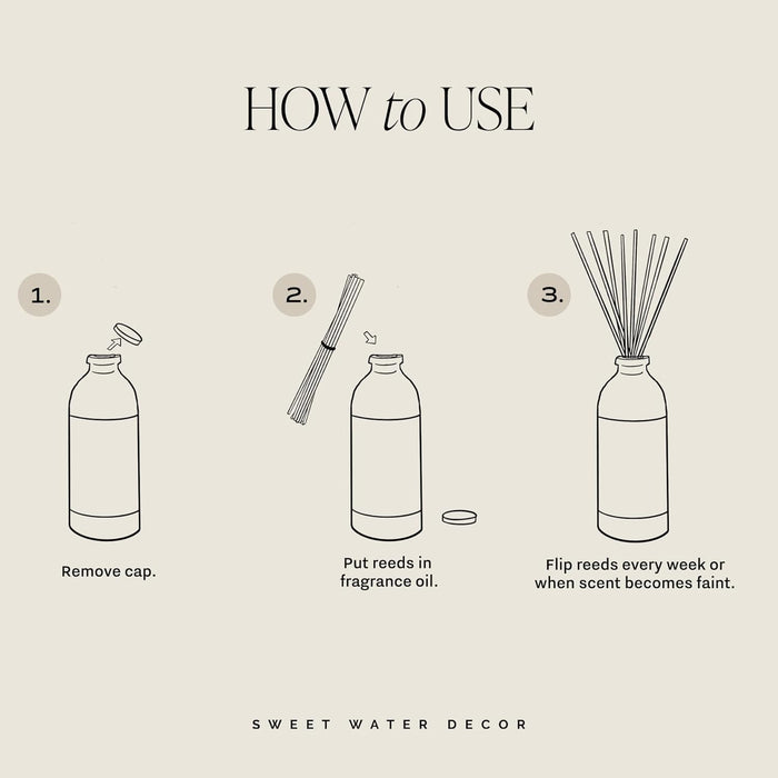 Salt & Sea Reed Diffuser Set - Sea Salt Citrus & Musk Amber Scent Diffuser - Reed Diffusers for Home with Long Lasting Fragrance - Non-Toxic Oil Reed Diffuser - Made in the USA