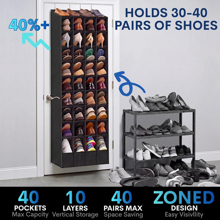 Over the Door Shoe Organizer, 40 Pockets, Up to 40 Pairs