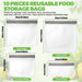 10 Pack Reusable Freezer Bags, Extra Thick Leakproof Food Storage Bags BPA-Free Plastic Storage Bags for Marinate Meat S