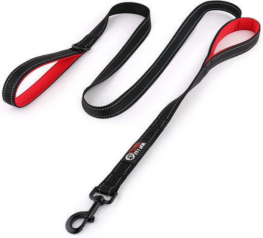 6 ft Reflective Dual-Handle Dog Leash — Black
