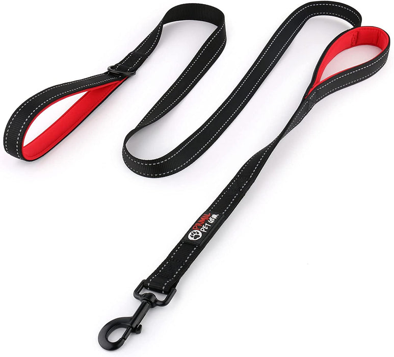 6 ft Reflective Dual-Handle Dog Leash — Black