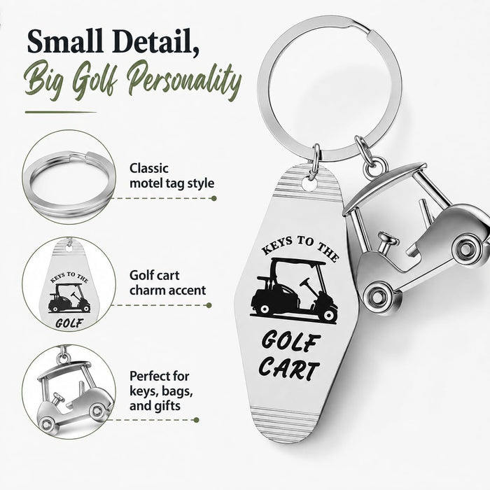 Golf Gifts for Men Retro Motel Golf Cart Keychain Accessories