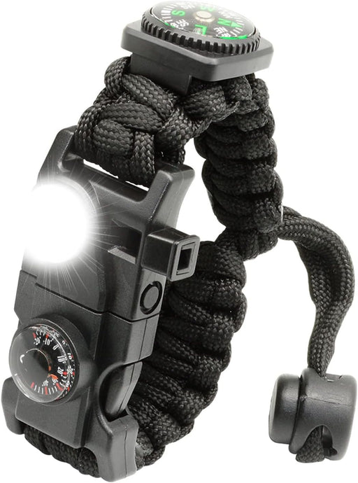 20 in 1 Survival Paracord Bracelet Adjustable Gear Kit with SOS LED Light, Fire Starter, Bigger Compass, Survival Whistle, Perfect for Camping, Hiking, Fishing