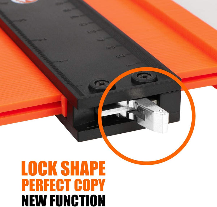 Contour Gauge Profile Tool with Adjustable Lock 10 Inch Orange