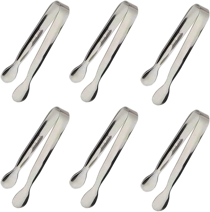 6PCS Ice Tongs Mini Sugar Tongs 4.25Inch Stainless Steel Kitchen Utensils Set,Small Serving Tong and Tiny Kitchen Tong for Appetizers,Tea Party, Coffee Bar, Desserts by  (Silver)