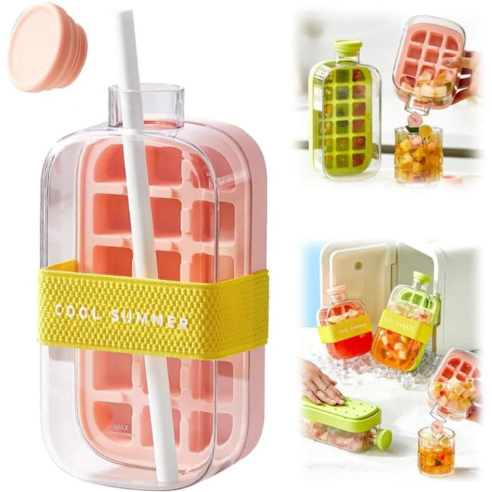 Touch-Free Ice Cube Bottle with Storage Bin